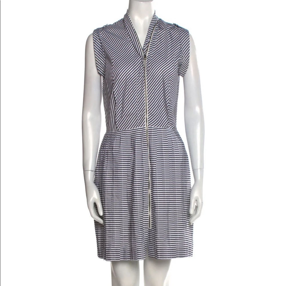 Bottega Veneta Zip Up Nautical Stripe Dress